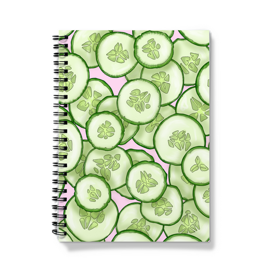 A5 Spiral Lined Notebook - "Cucumbers"